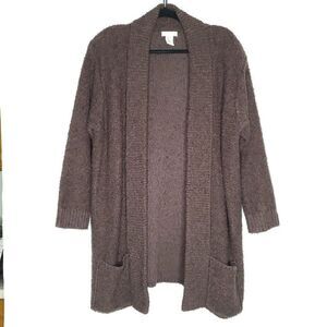 Yarnworks Long Open Cardigan Sweater XL Shawl Collar Grandpa Academia Brown